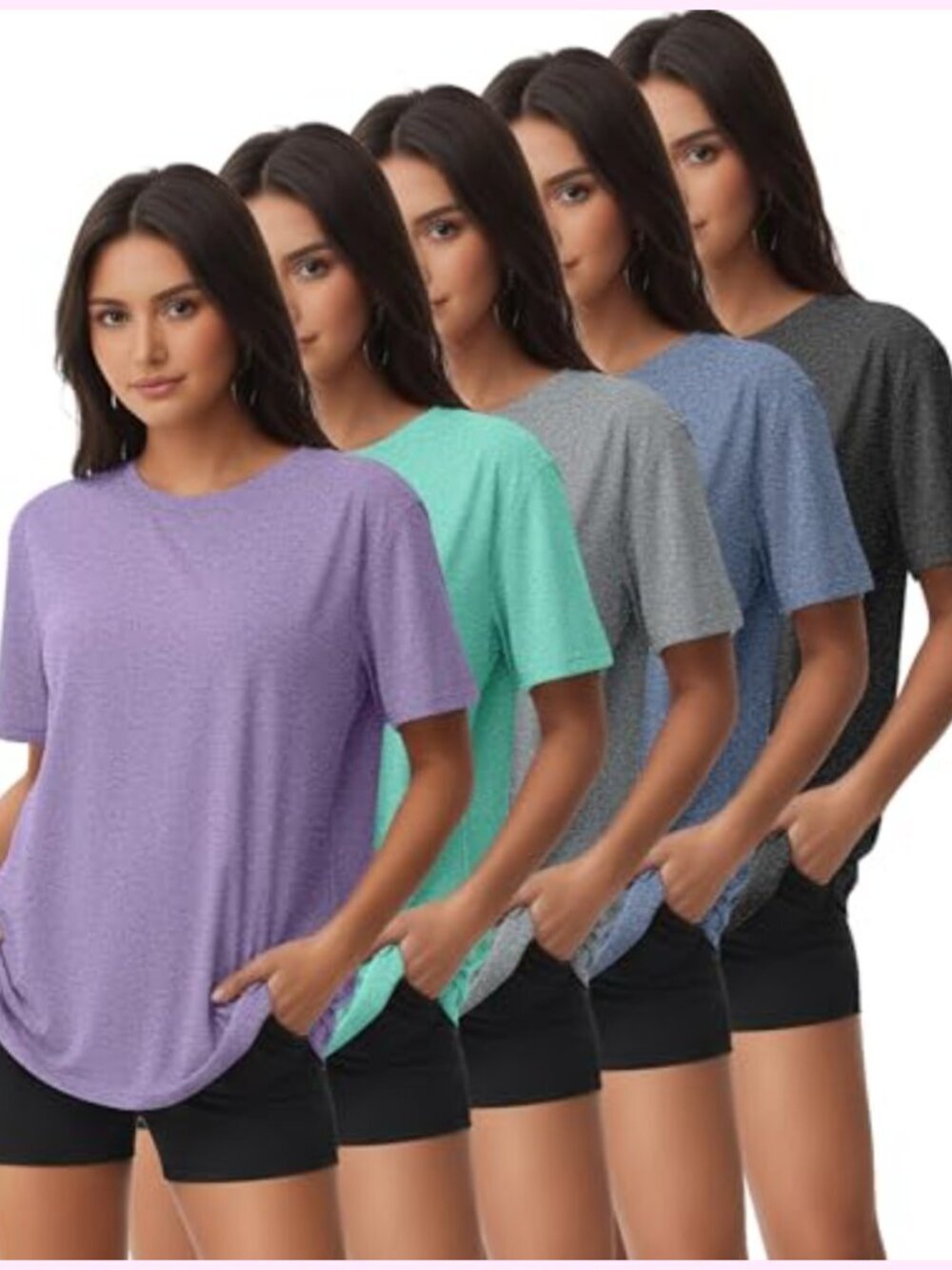 Dry Fit UPF 50+ Sun Protection Athletic T-Shirts 5-Pack